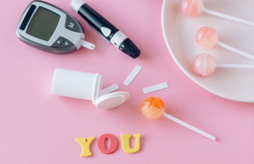 glucometer on pink table